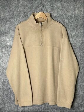 Vintage Nike Men's Tan Half-Zip Fleece Pullover Y2K